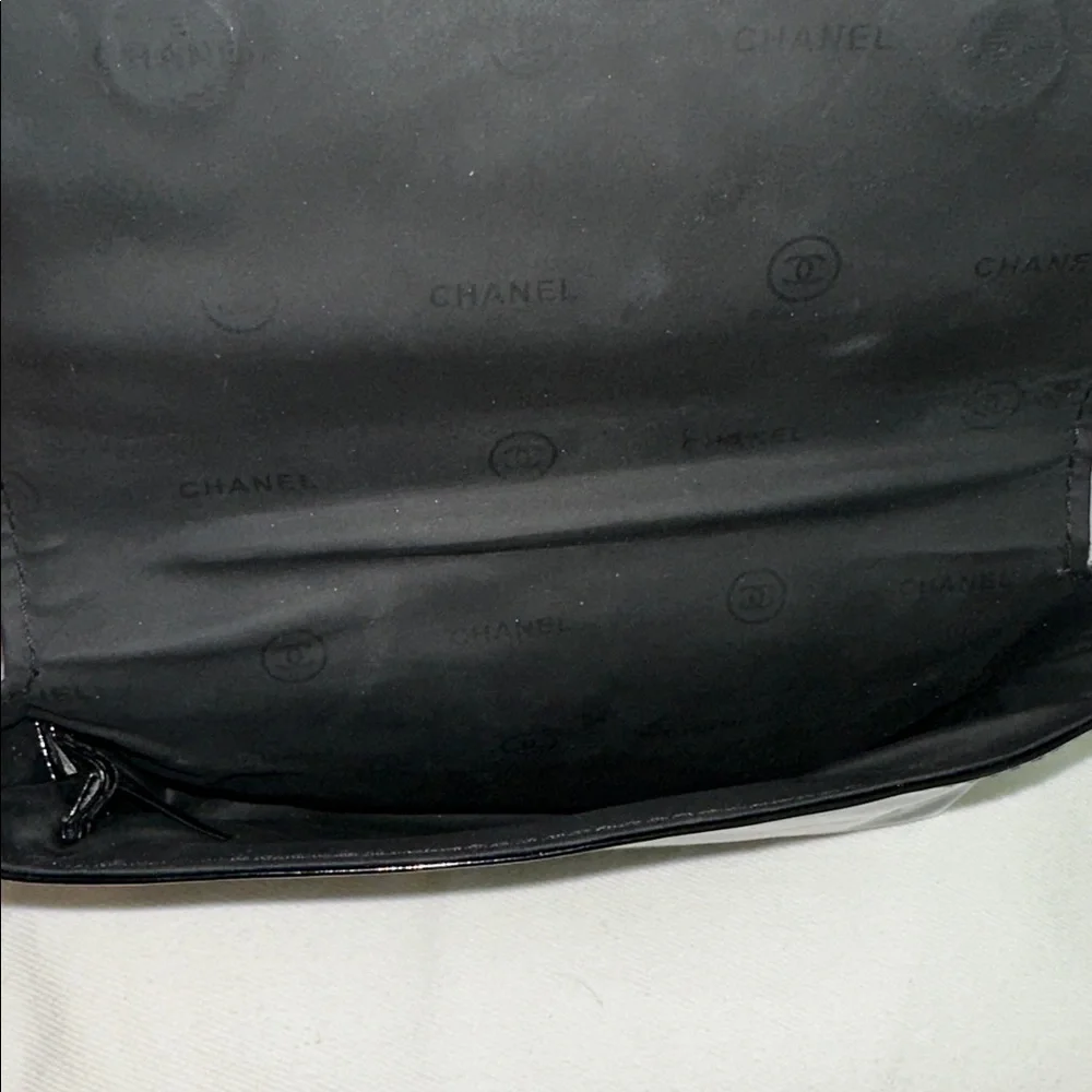 Chanel Black Patent Leather Enamel Logo Waist Pouch